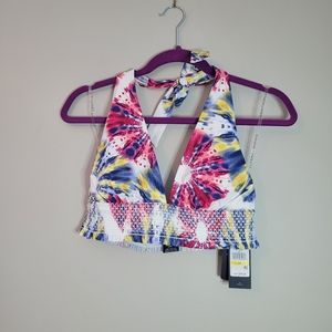 Tommy Hilfiger Tie-Dyed Smocked Halter Bikini Top NWT